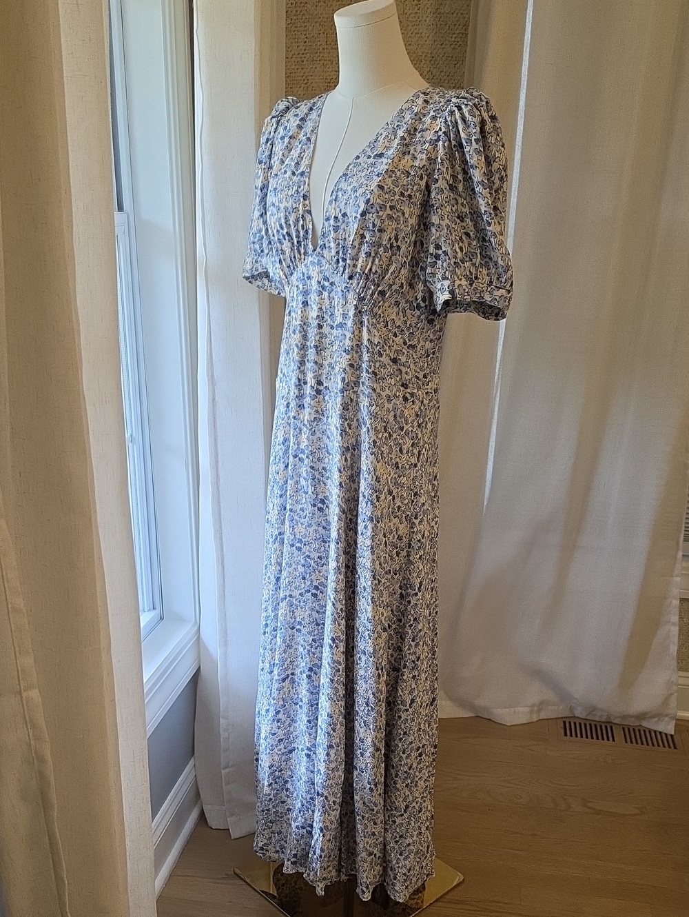 Reformation Naira Ayla Floral Puff Sleeve Maxi Dress Sz 10